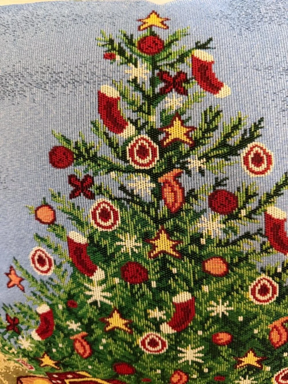 Tapestry Christmas Tree 18 x 18 Throw Pillow Country Farmhouse Cottagecore